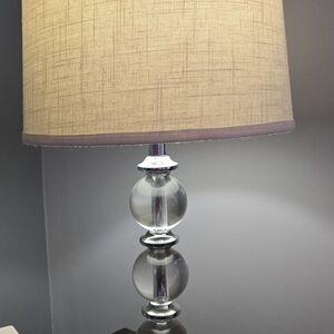 2 Crystal Ball Table Lamps with Beige Shades